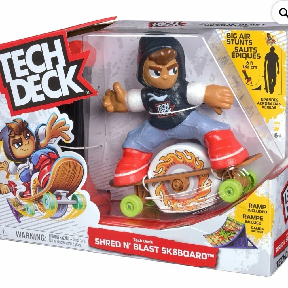 Tech Deck Shred N' Blast Skateboard Figure - Black Hoodie, Red Shoes